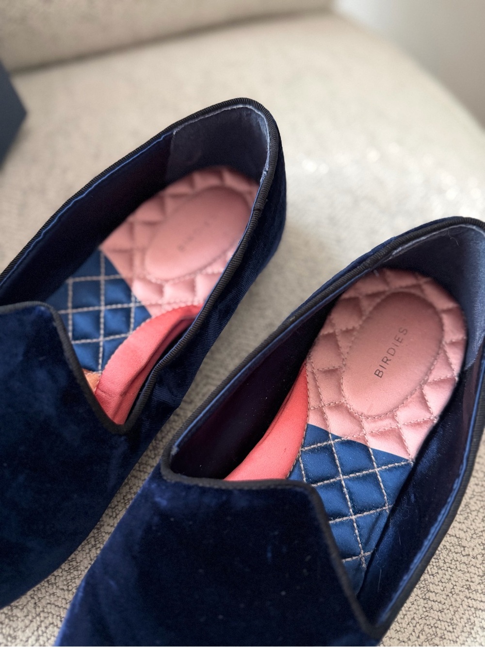 Birdies The Heron Velvet Flats Admiral Blue Women’s Size 7 Pointed Toe Loafers